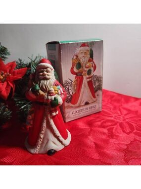 Porcelain Santa Clause Dinner Bell Christmas Holiday 4 1/4" Seasonal Decor